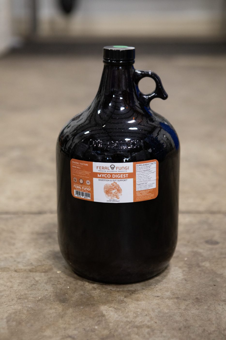 Amber jug of mushroom extract